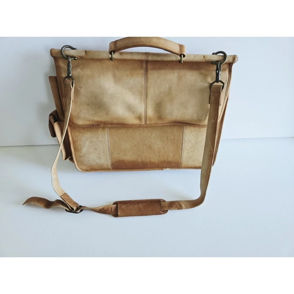 Vintage Charlie Leather Company Shoulder Computer Bag Sache